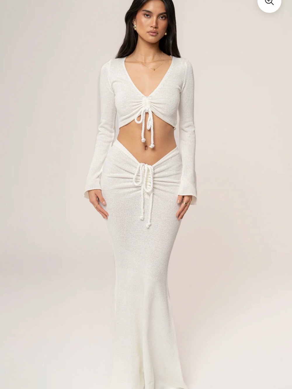JLUXLABEL Cream Two-Piece Maxi Dress with Drawstring Accents
